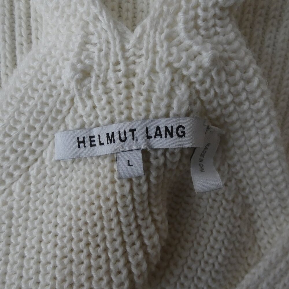 Helmut Lang Women's L Rib Knit Sweater Tank Top White 100% Cotton Double VNeck - Picture 8 of 10